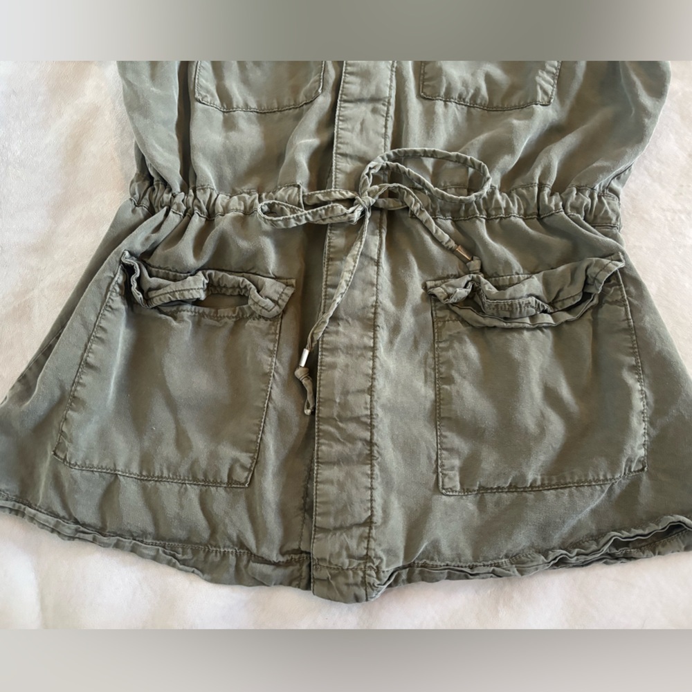 A.N.A Olive Utility Safari Vest Drawstring Waist Cargo Pocket Lyocell Large - Picture 5 of 11